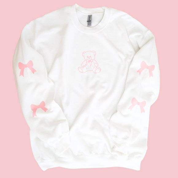 Teddy Bear Pink Bow Sweatshirt - Picture 2 of 9